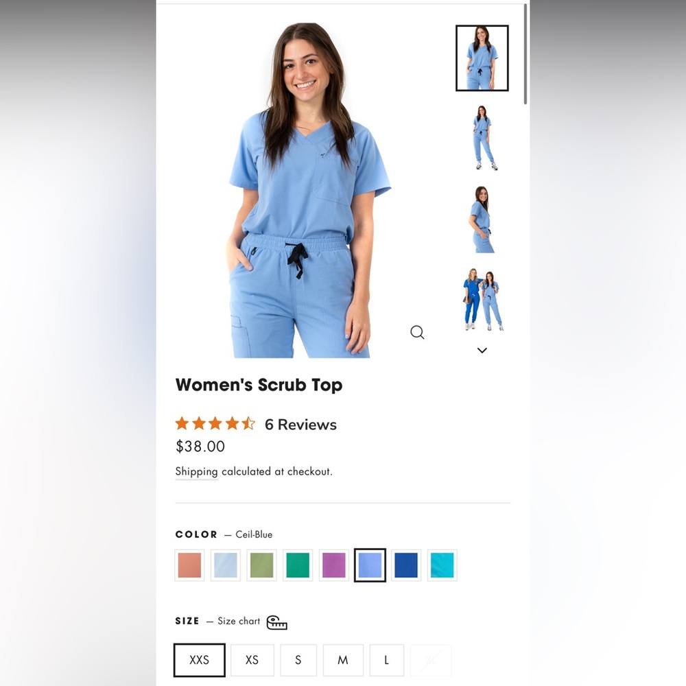 Mims Ceil Blue Women’s Scrub Top XXS